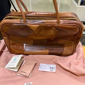 Miu Miu Brown Leather Patchwork Men's Bag